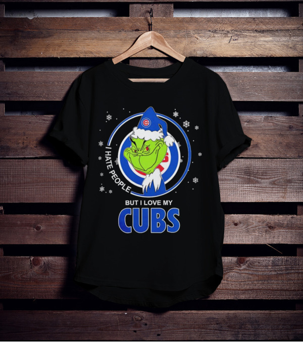 Christmas Grinch Santa I Hate People But I Love My Cubs T-Shirt
