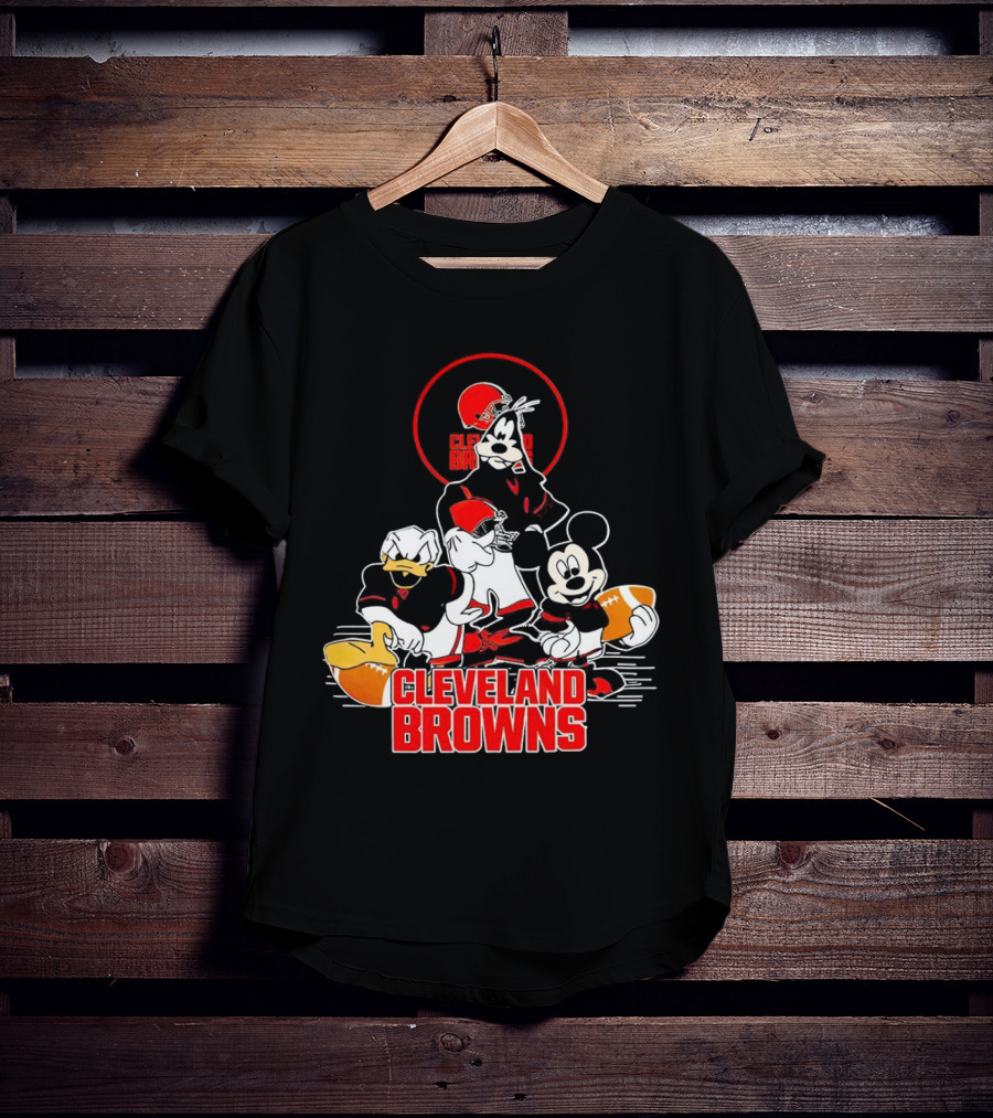Cleveland Browns NFL Mickey Mouse Donald Duck Goofy Football Team T-Shirt