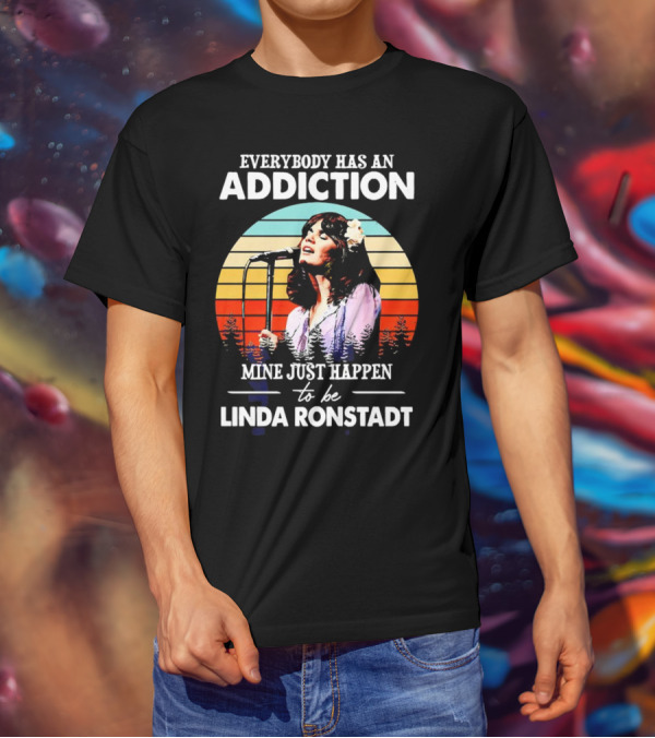 Everybody Has An Addiction Mine Just Happen To Be Linda Ronstadt Vintage Sunset Microphone Performance T-Shirt