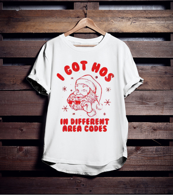 I Got Hos In Different Area Codes Santa Claus Sunglasses Snowflakes T-Shirt