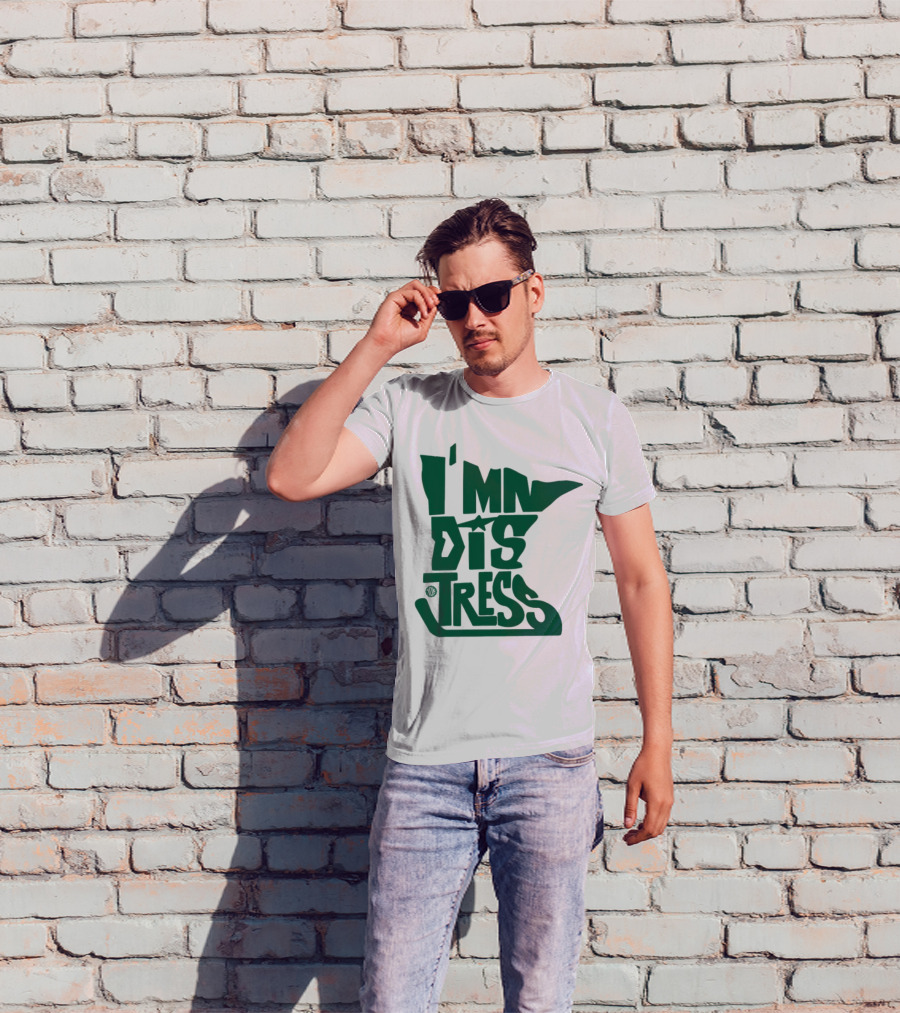I MN Dis Tress Minnesota Silhouette And Hockey Stick T-Shirt