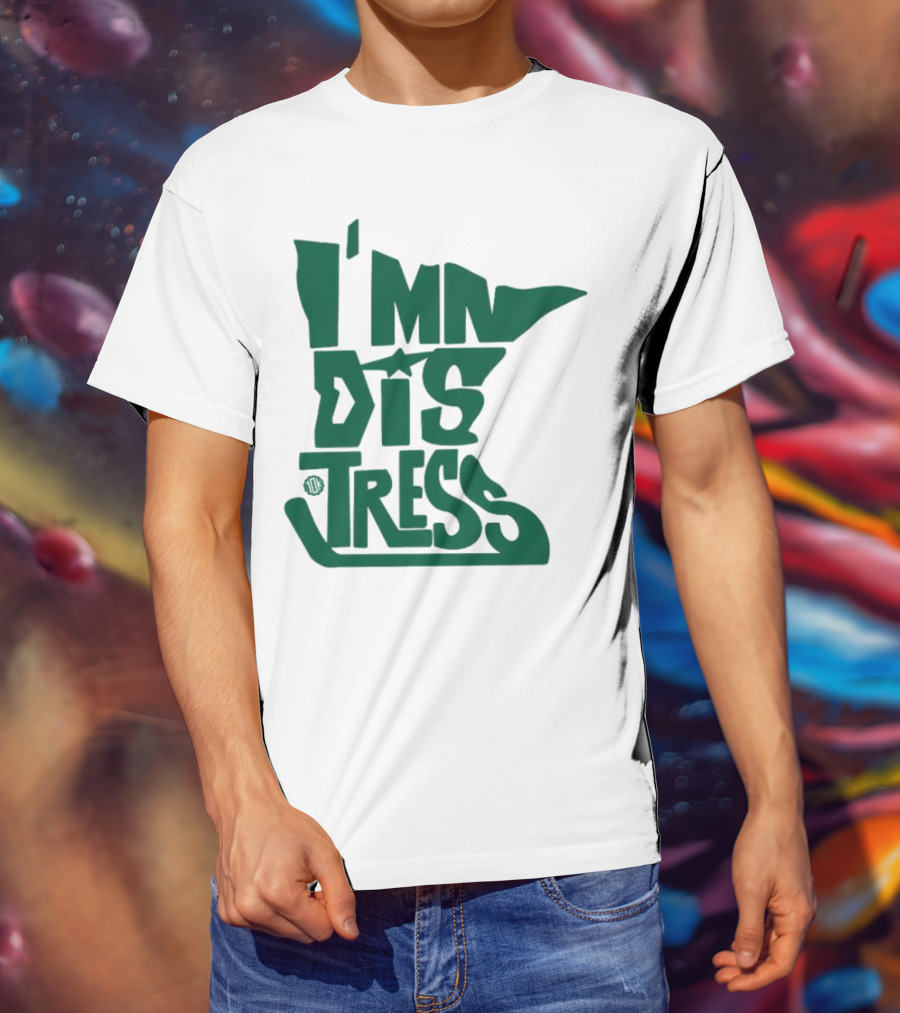 I MN Dis Tress Minnesota Silhouette And Hockey Stick T-Shirt