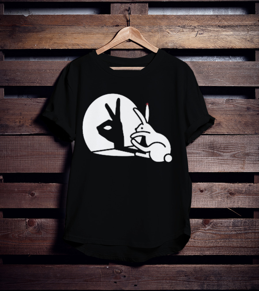 Rabbit Hand Shadow Peace Gesture Optical Illusion T-Shirt