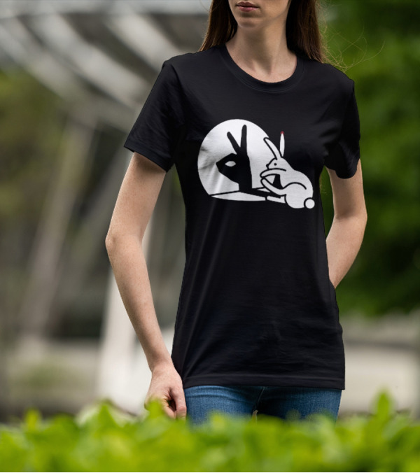 Rabbit Hand Shadow Peace Gesture Optical Illusion T-Shirt