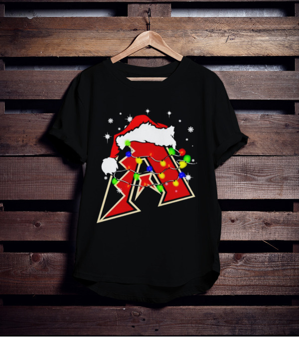 Santa Hat Arizona Diamondbacks Christmas Lights T-Shirt