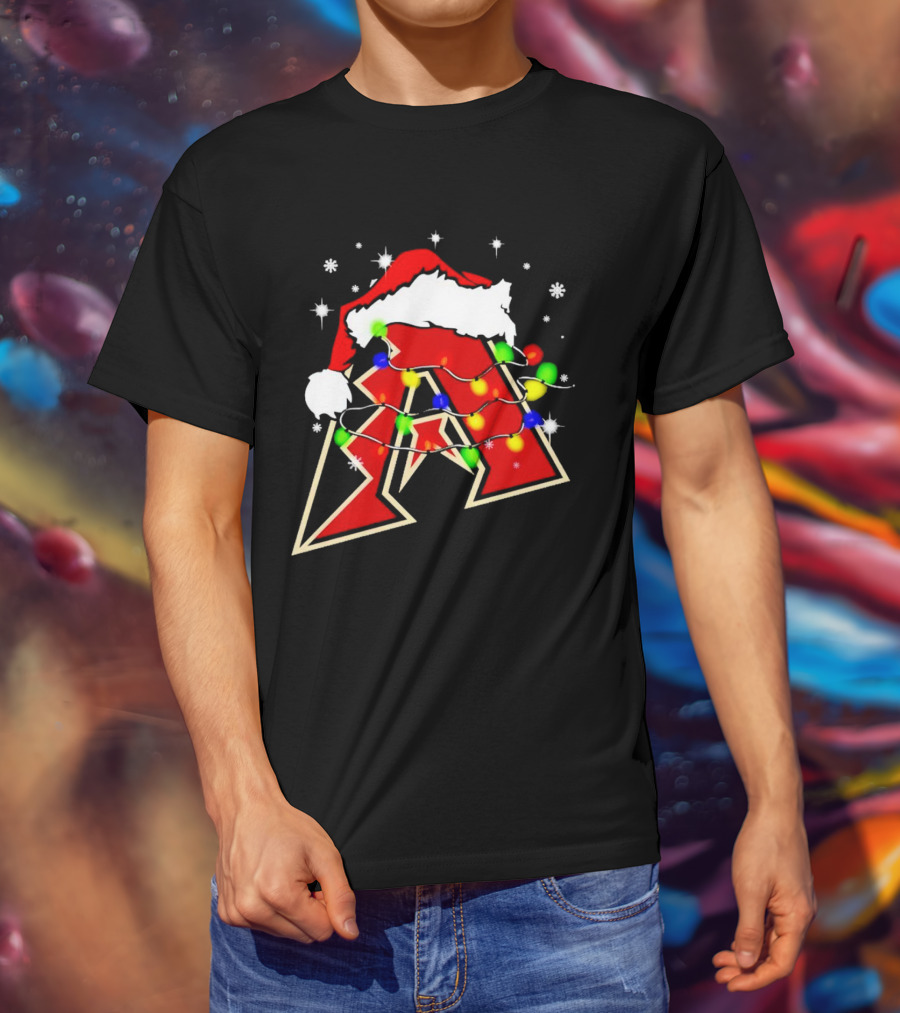 Santa Hat Arizona Diamondbacks Christmas Lights T-Shirt