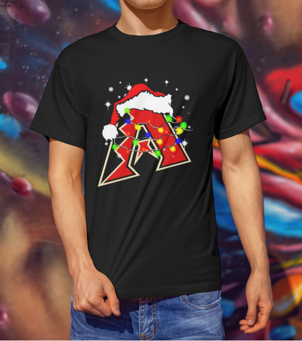 Santa Hat Arizona Diamondbacks Christmas Lights T-Shirt