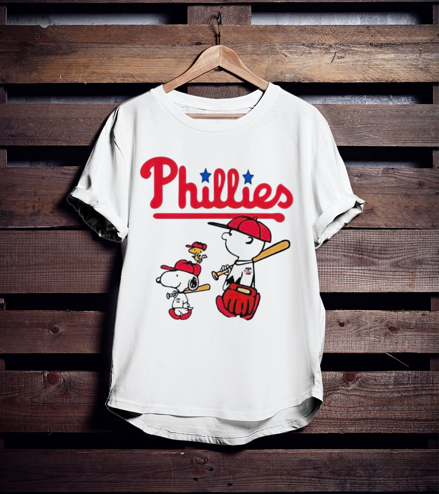 Phillies Snoopy Woodstock Charlie Brown Peanuts Baseball T-Shirt