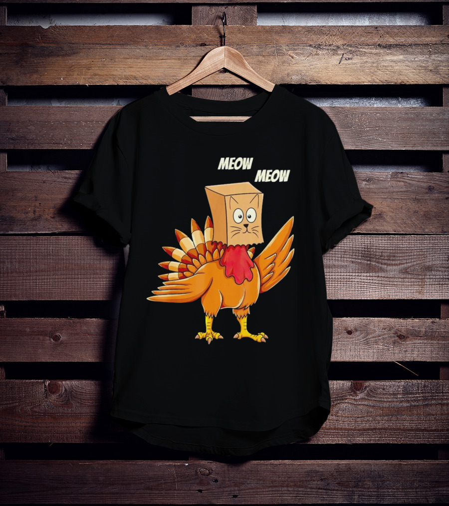 Meow Meow Turkey Cat Thanksgiving T-Shirt