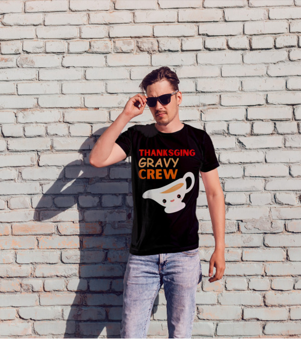 Thanksgiving Gravy Crew Smiling Saucy Boat T-Shirt