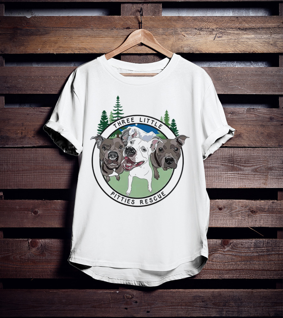 Three Little Pitties Rescue Forest Trio Dogs T-Shirt