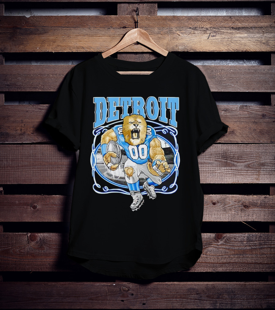 Detroit Lions Football 00 Mascot Running T-Shirt