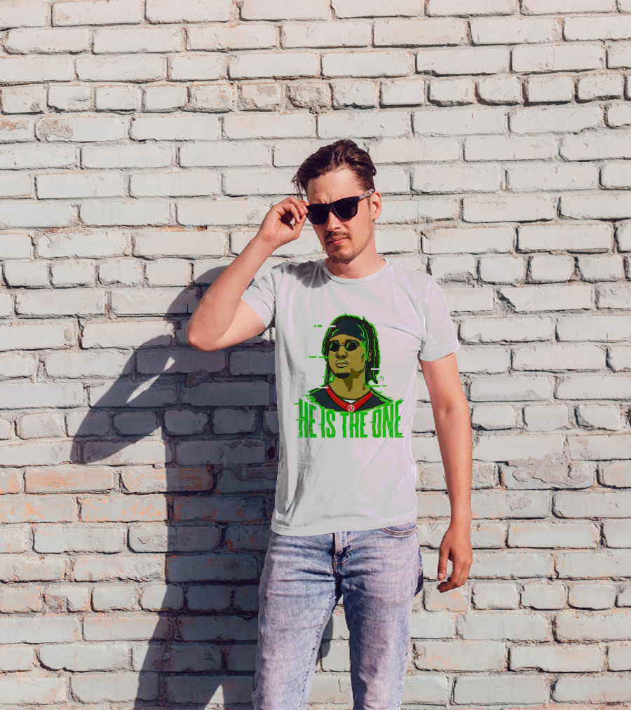He Is The One Cryptic Neon Style Cartoon T-Shirt