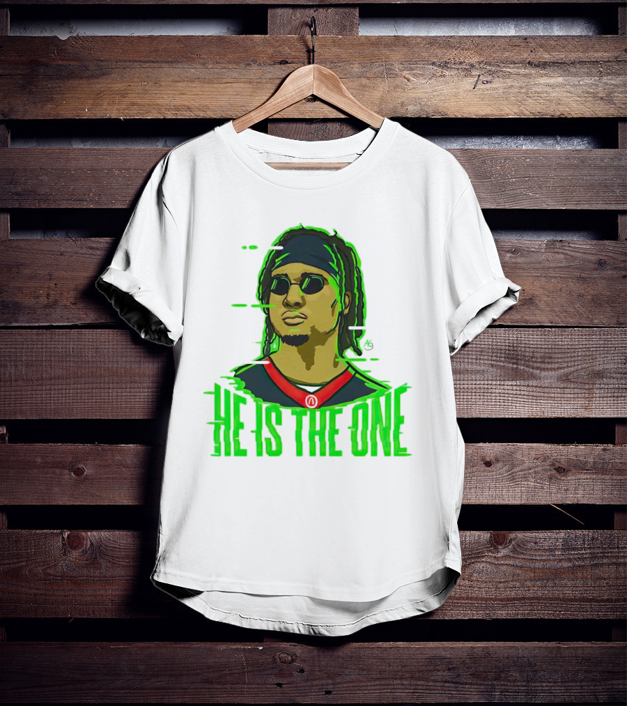 He Is The One Cryptic Neon Style Cartoon T-Shirt