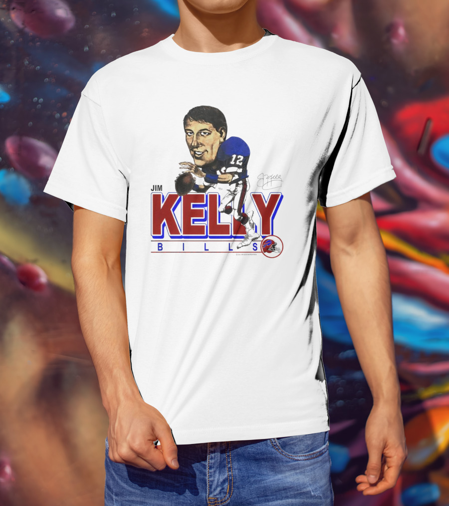JIM KELLY BUFFALO BILLS SIGNATURE CARICATURE KELLY BILLS T-Shirt