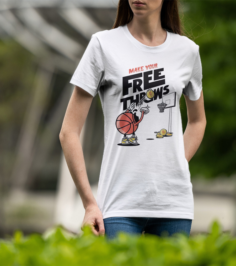 Make Your Free Throws Basketball Cartoon Coin Scoring T-Shirt