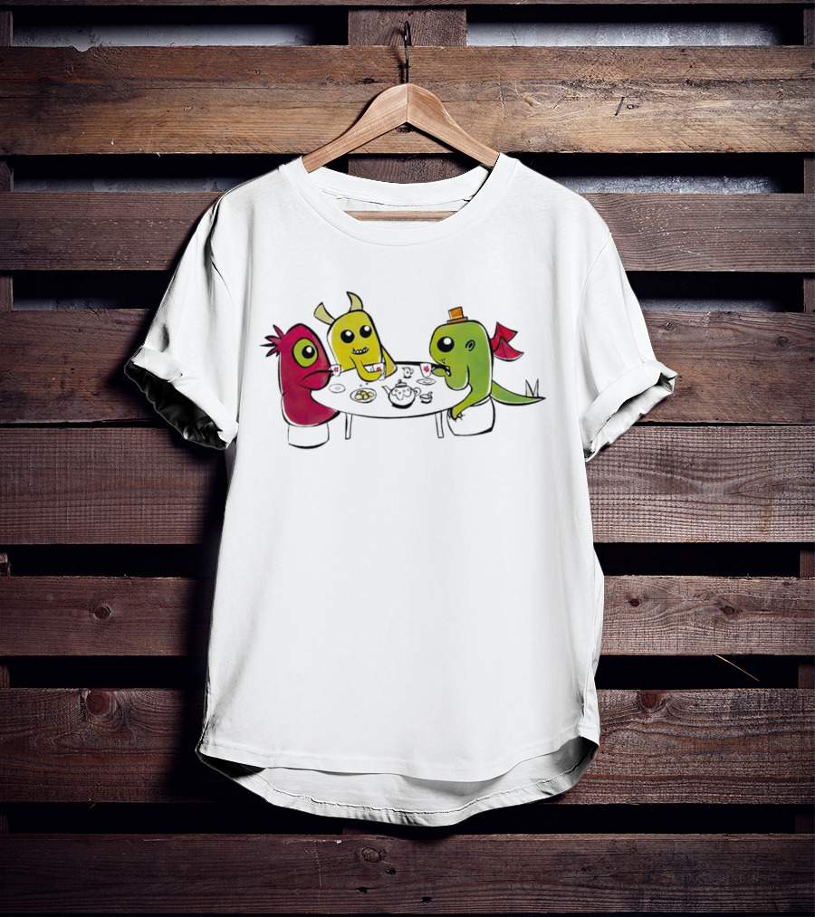 Monster Tea Party At Table With Cookies And Teacups T-Shirt