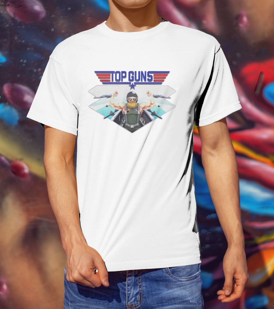 Papaswolio Top Guns Aviator Flex With Jet Background T-Shirt