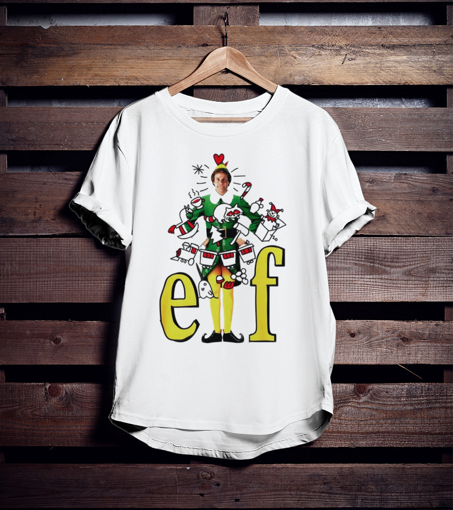 Elf Movie Inspired Christmas Sketch Design Featuring Iconic Character T-Shirt