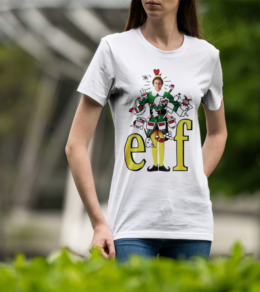 Elf Movie Inspired Christmas Sketch Design Featuring Iconic Character T-Shirt