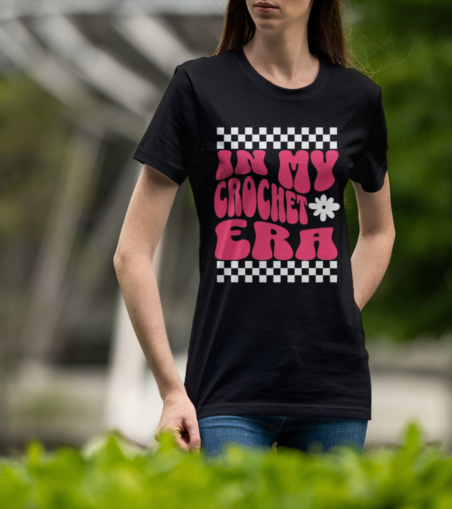 In My Crochet Era Checkerboard Flower Power T-Shirt