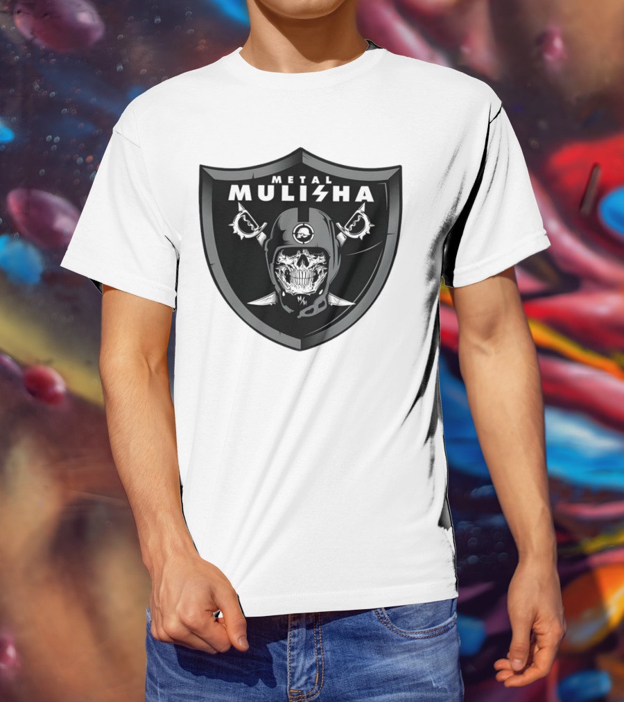 Las Vegas Raiders Skull Metal Mulisha Shield Halloween Helmets Swords T-Shirt