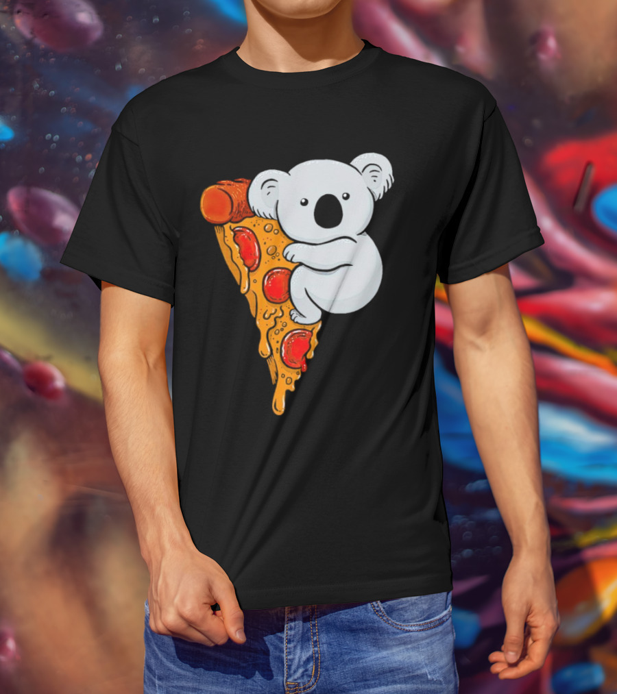 Koala Hugging Pizza Slice Cartoon T-Shirt