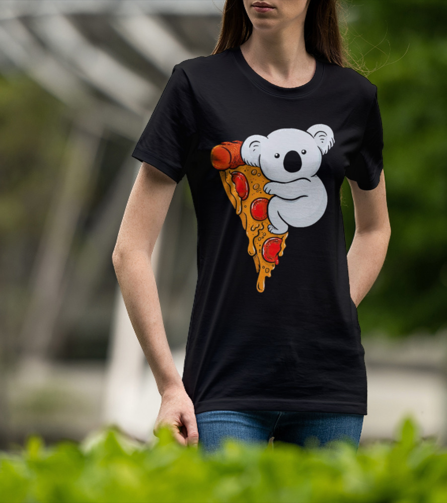 Koala Hugging Pizza Slice Cartoon T-Shirt