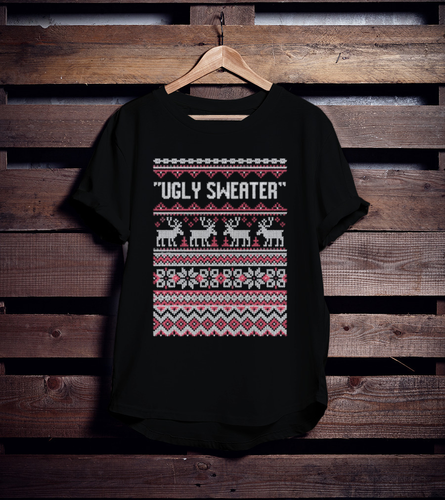 Ugly Sweater Christmas Reindeer Snowflake T-Shirt