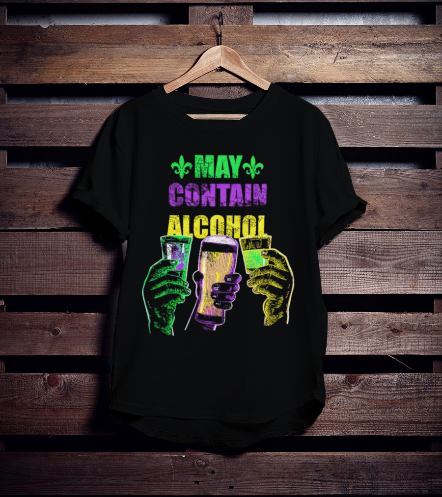 May Contain Alcohol Fleur-de-Lis Colorful Drink Glasses T-Shirt