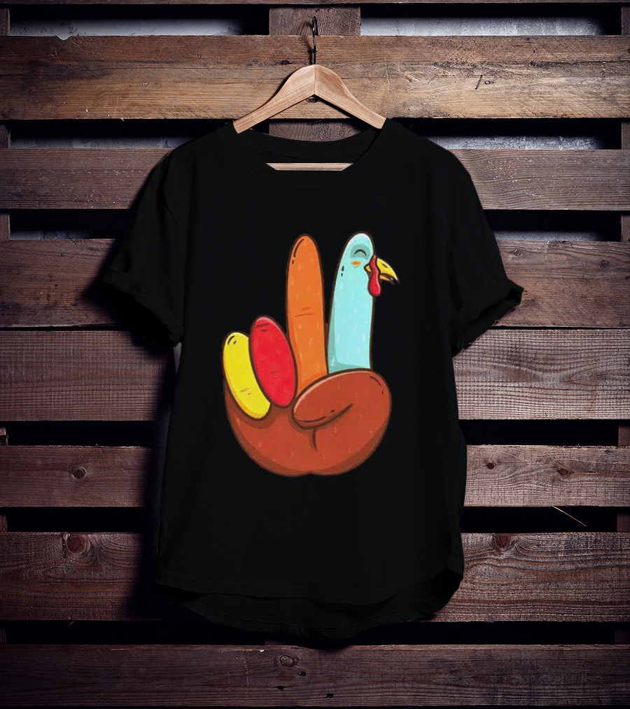 Peace For Turkeys Hand Gesture Turkey Pardon Humor T-Shirt
