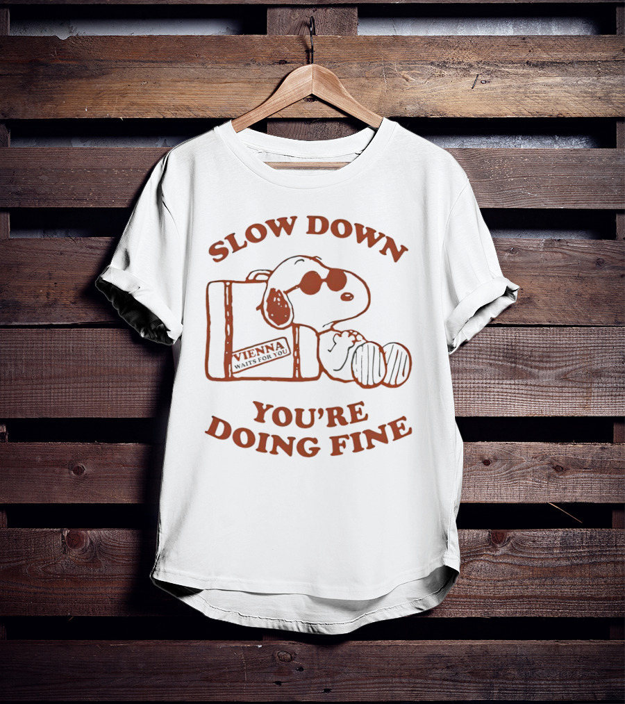 Snoopy Slow Down You’re Doing Fine Vienna Waffle Box T-Shirt