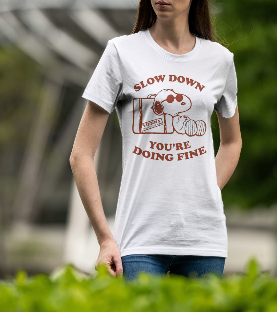 Snoopy Slow Down You’re Doing Fine Vienna Waffle Box T-Shirt