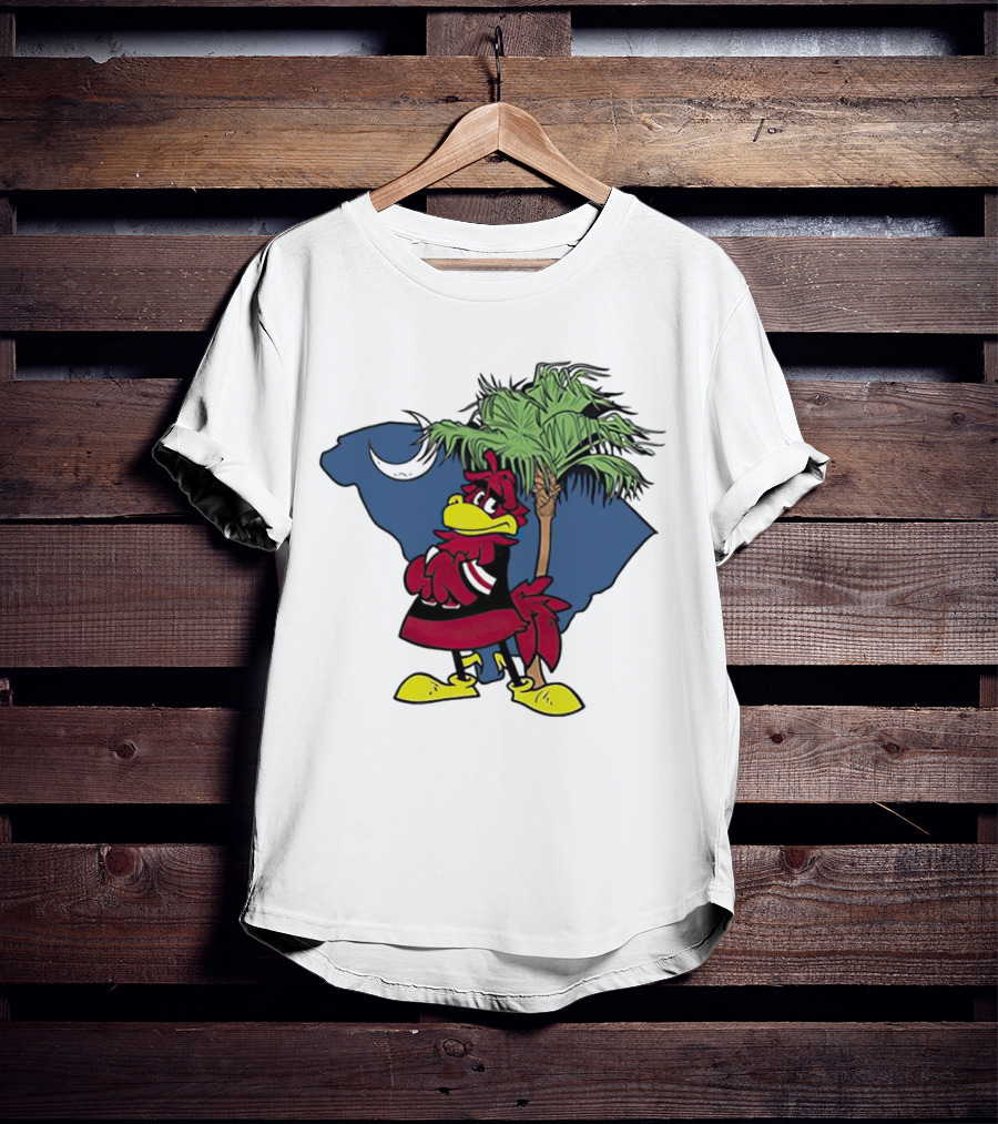 South Carolina Gamecocks Mascot State Emblem Palmetto Tree And Crescent Moon T-Shirt