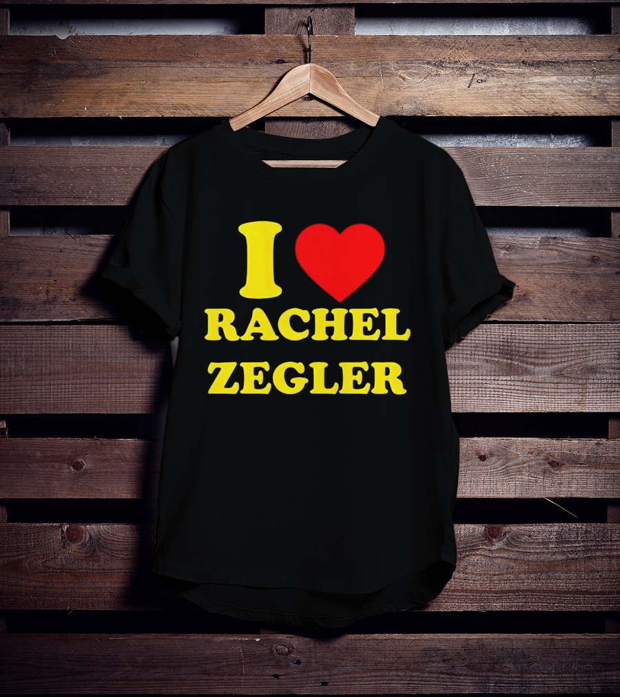 I Love Rachel Zegler Bold Yellow Letters With Red Heart T-Shirt