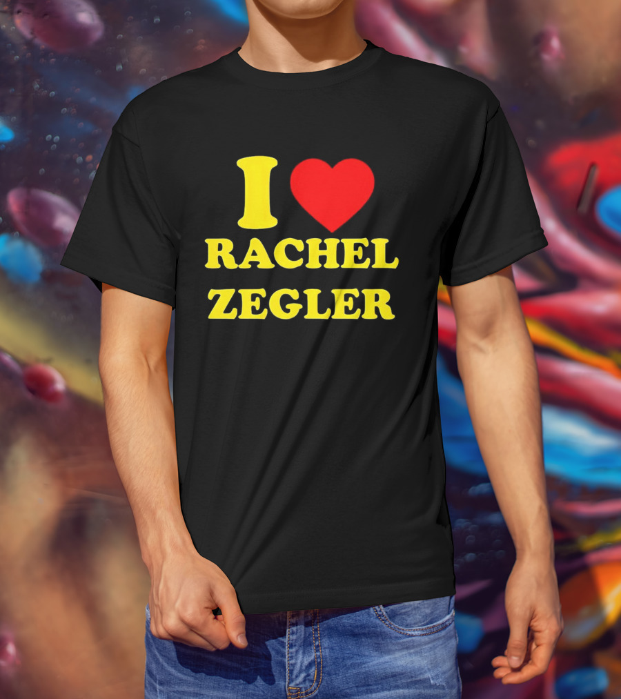 I Love Rachel Zegler Bold Yellow Letters With Red Heart T-Shirt