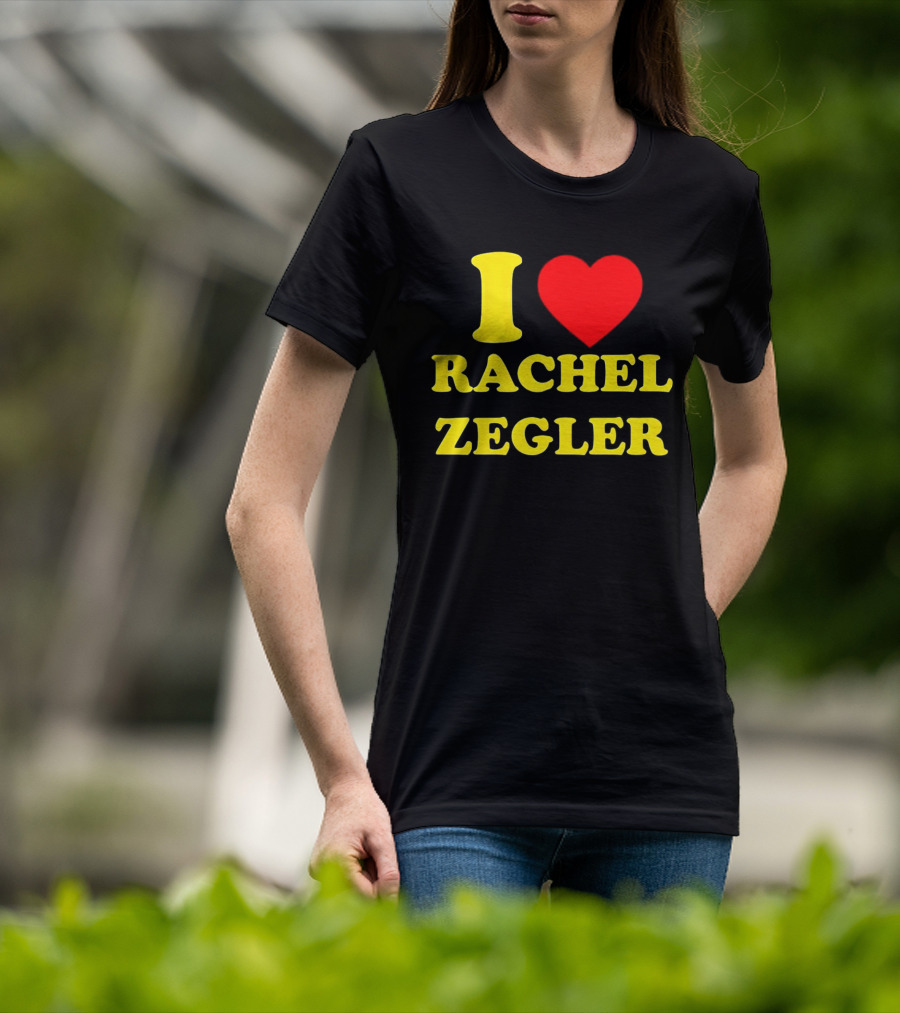 I Love Rachel Zegler Bold Yellow Letters With Red Heart T-Shirt