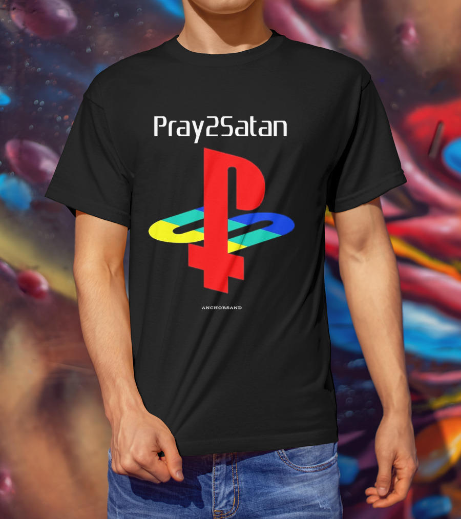Pray2Satan Anchorsand Playstation T-Shirt