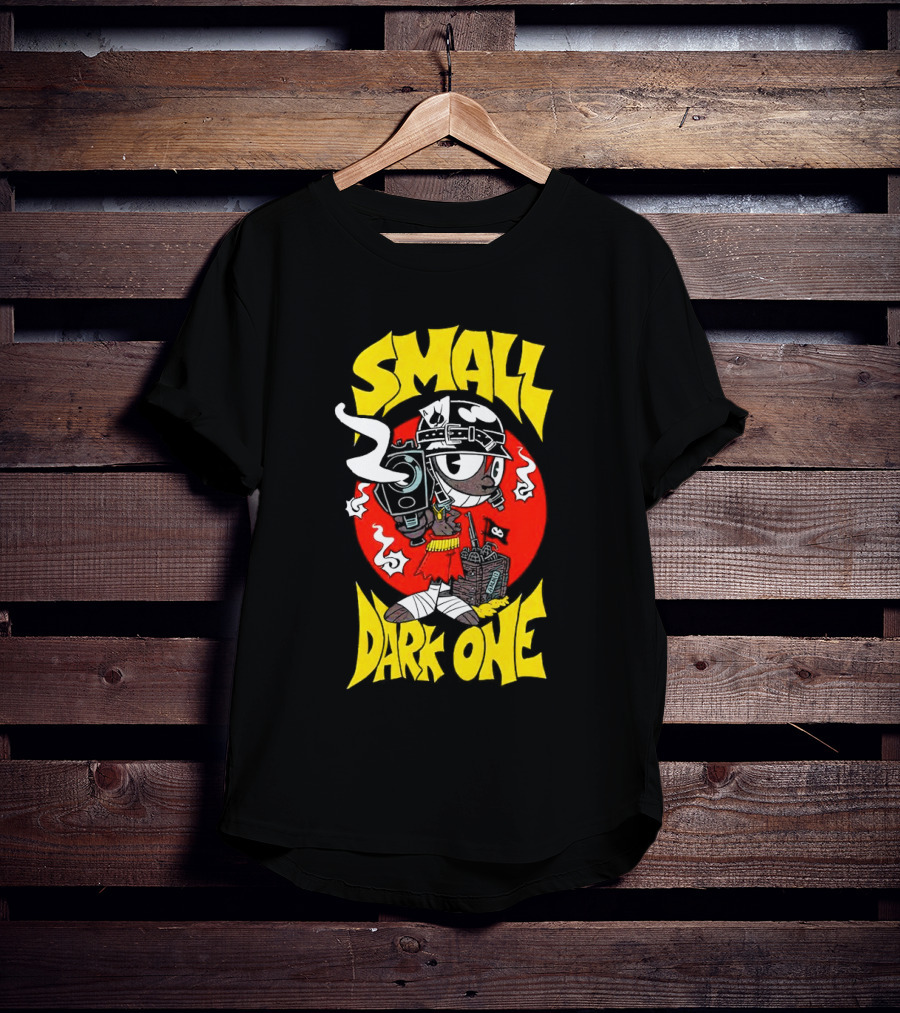 Small Dark One Gunsmoke Skateboard Pizza Character T-Shirt