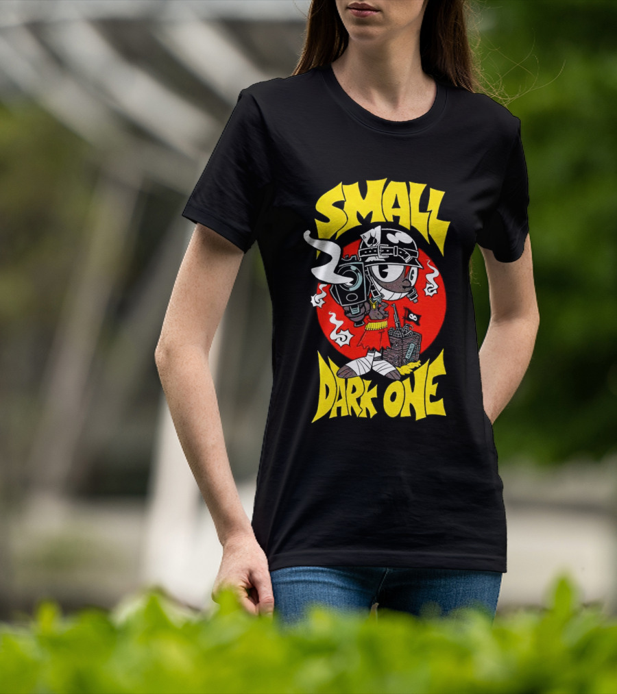 Small Dark One Gunsmoke Skateboard Pizza Character T-Shirt