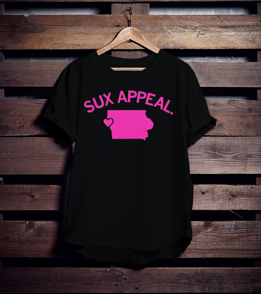 Sux Appeal Pink Iowa Heart Map T-Shirt