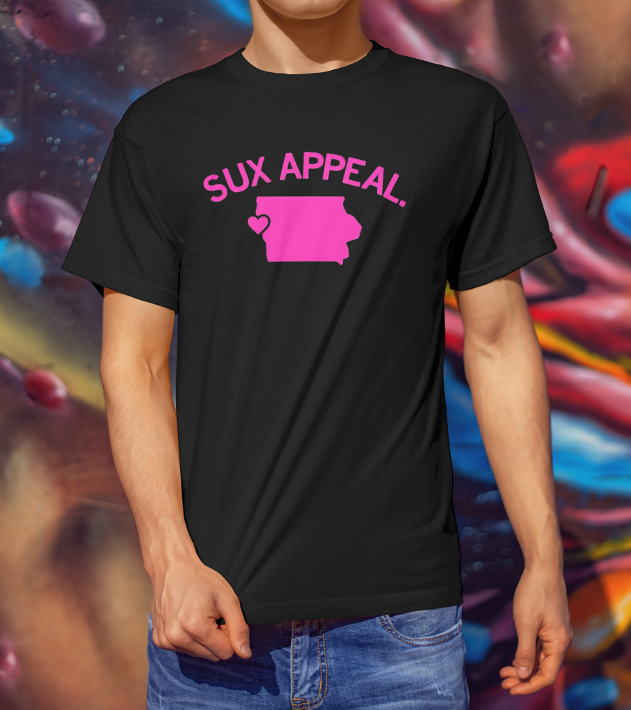 Sux Appeal Pink Iowa Heart Map T-Shirt