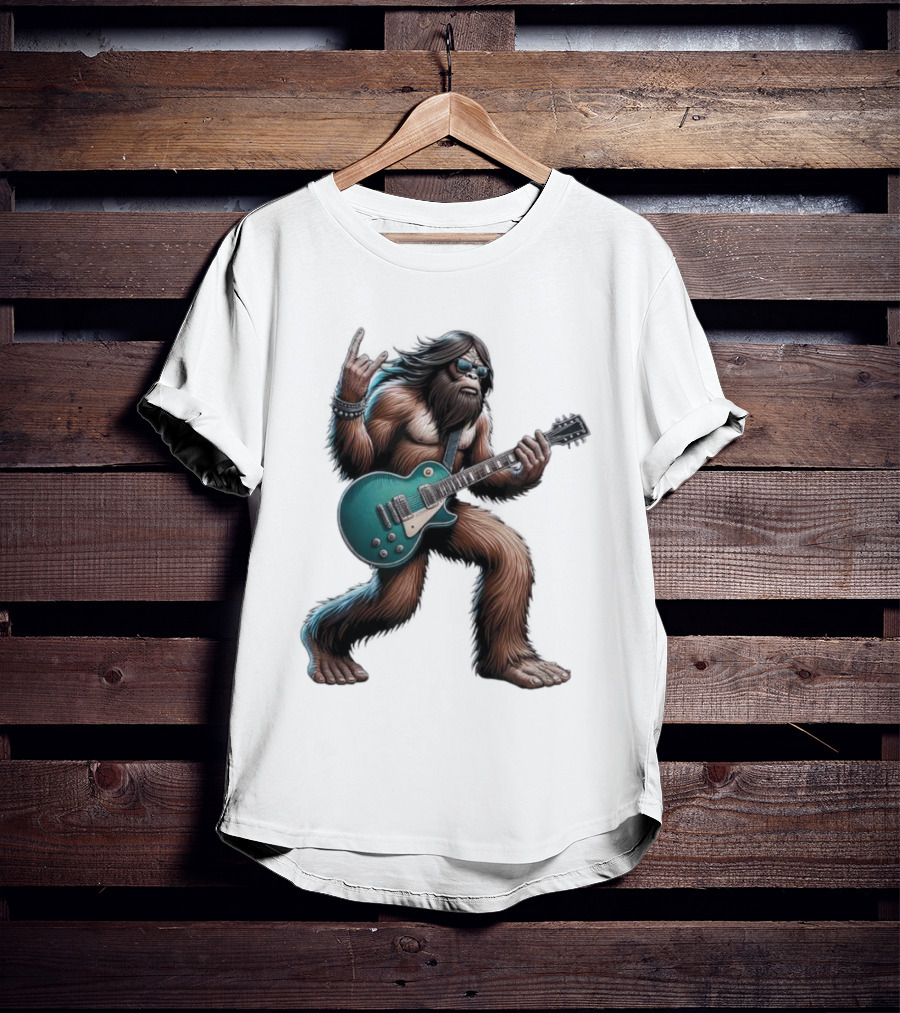 Bigfoot Rocking Out With Electric Guitar T-Shirt