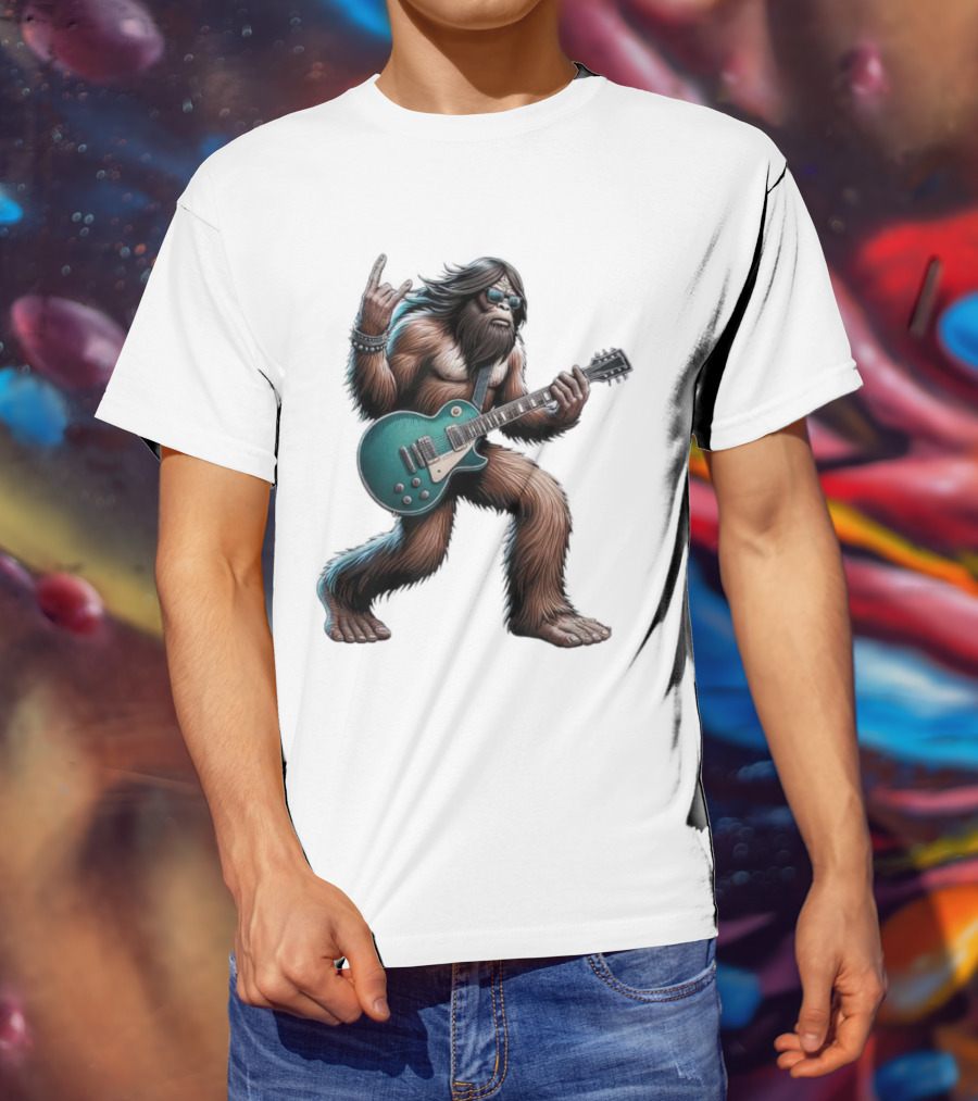 Bigfoot Rocking Out With Electric Guitar T-Shirt