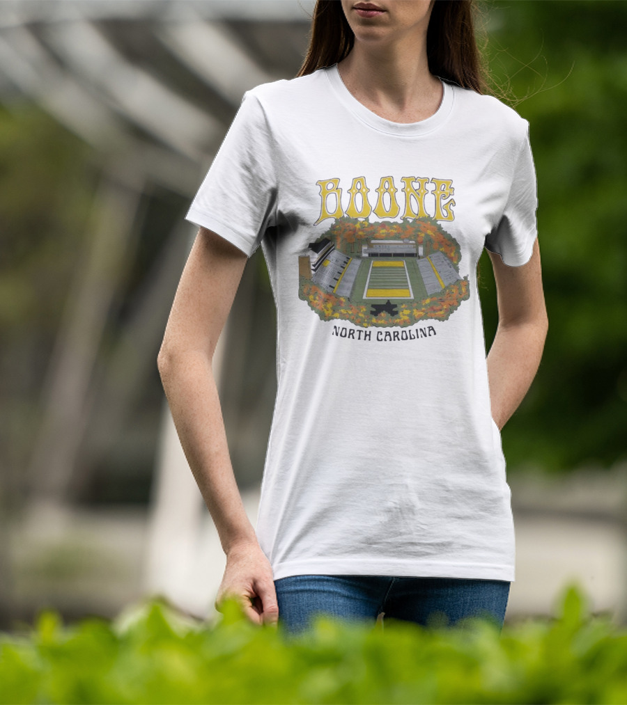 Boone Stadium North Carolina Football Field Surrounded By Autumn Foliage T-Shirt