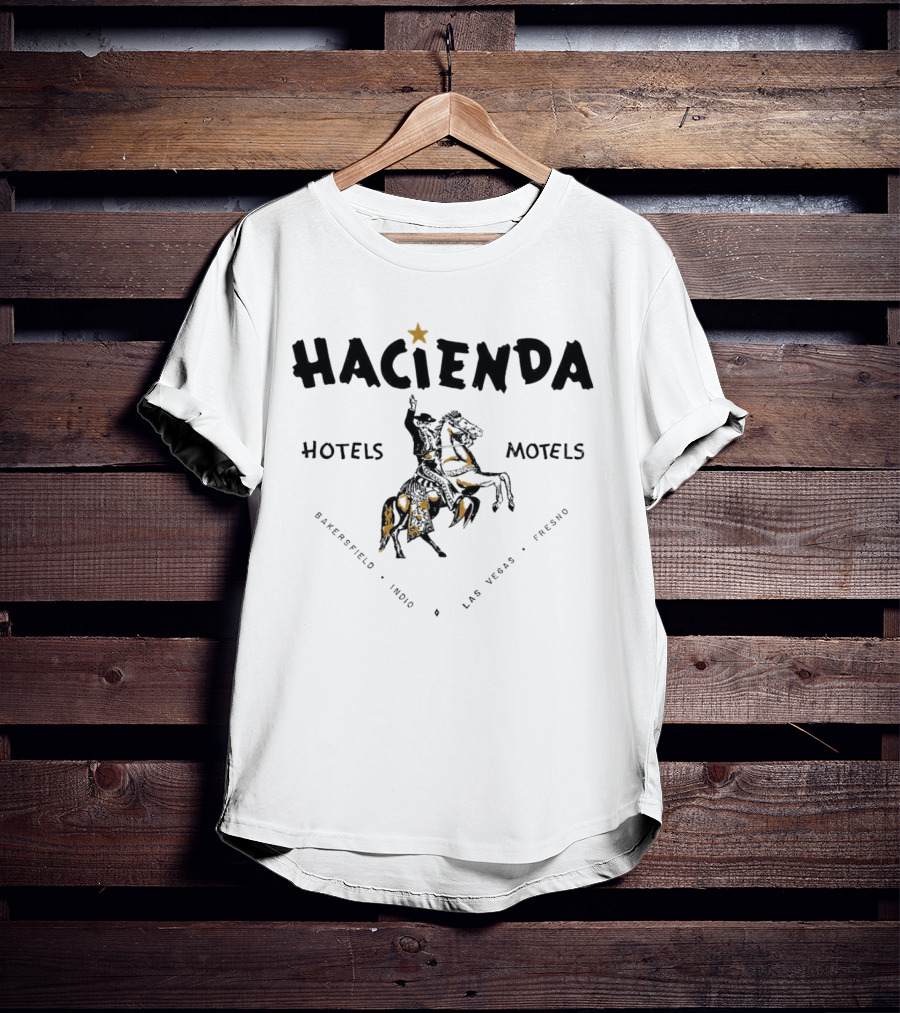 Hacienda Hotels Motels Bakersfield Indio Las Vegas Fresno Vintage Star Rider T-Shirt
