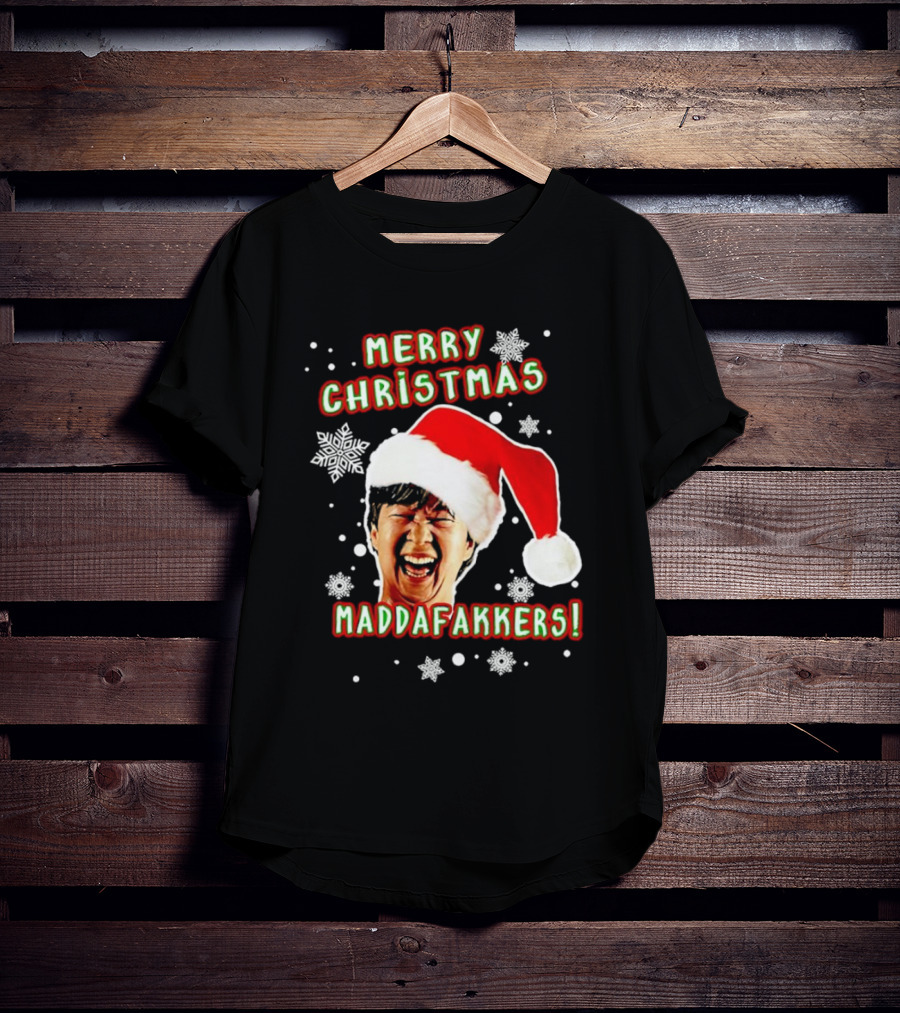 Merry Christmas Maddafakkers Ken Jeong Santa Hat Snowflakes T-Shirt
