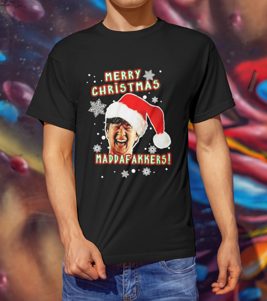 Merry Christmas Maddafakkers Ken Jeong Santa Hat Snowflakes T-Shirt