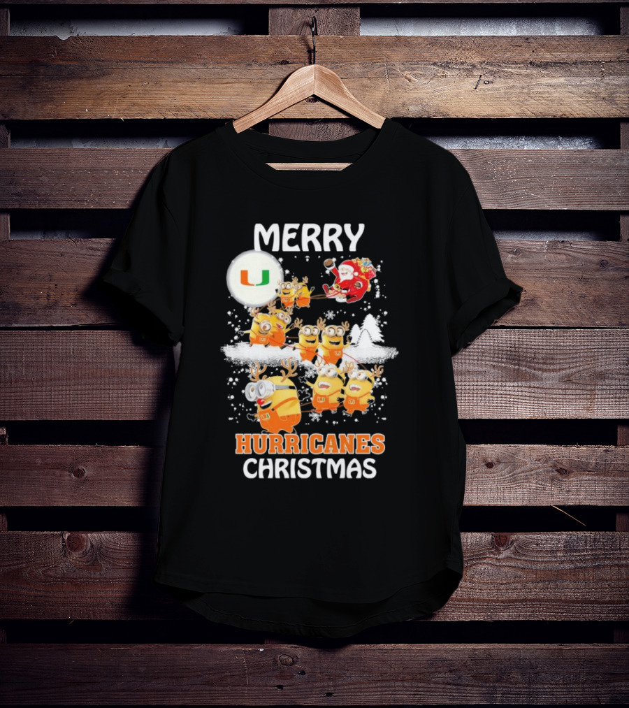 Merry Minions Miami Hurricanes Christmas T-Shirt