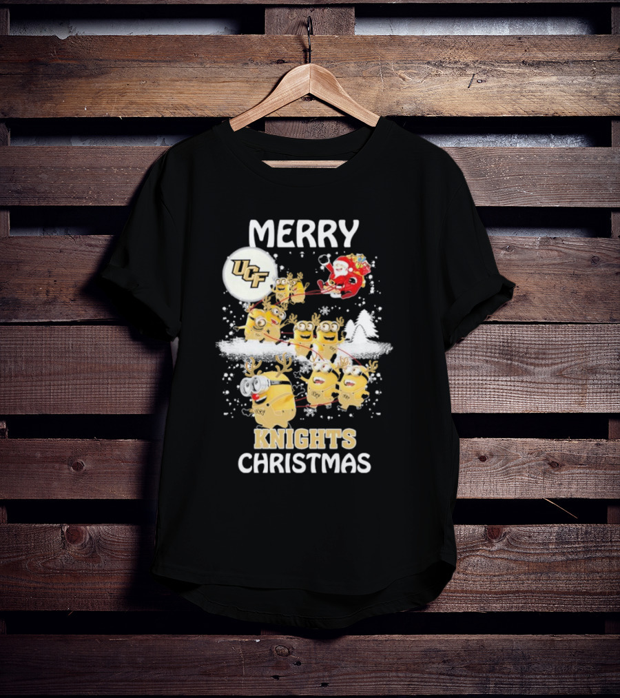 Merry UCF Knights Christmas With Minions And Santa T-Shirt